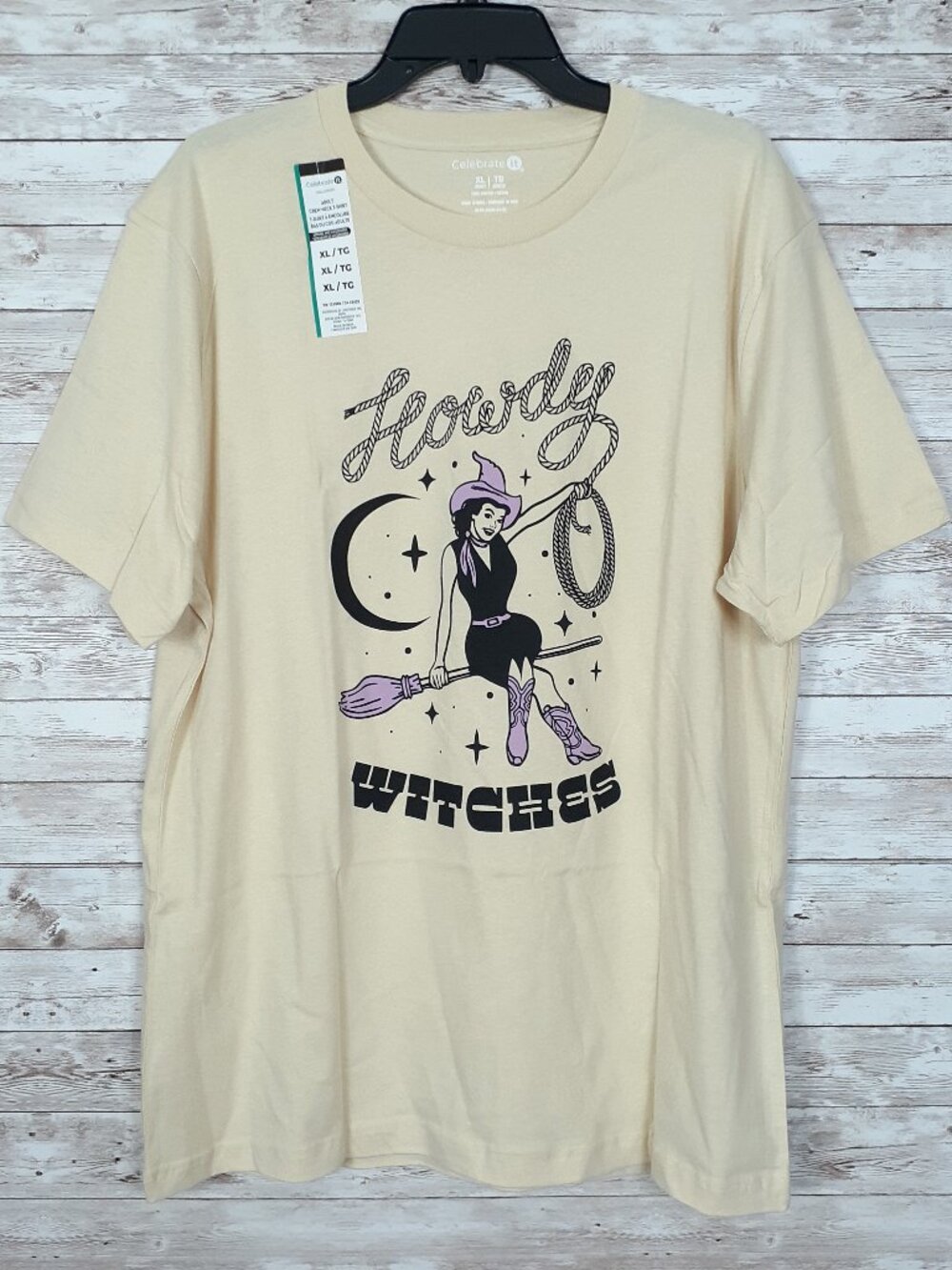 Halloween Adult Crew Neck T-Shirt XL Tee Howdy Witches Cowgirl Witch 990A